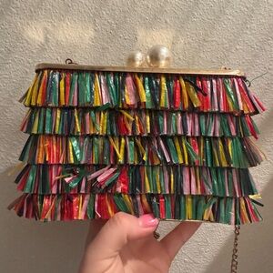 Multicolor Fringe Clutch